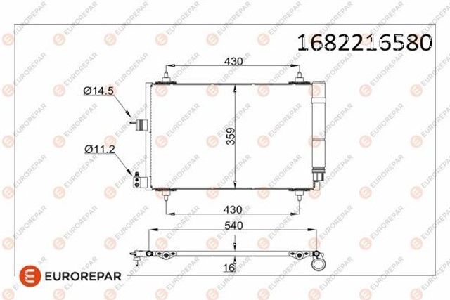 KLIMA KONDENSERI PARTNER 02 BERLINGO 02 XSARA 00 - 05 1.9D - 2.0HDI 364X16