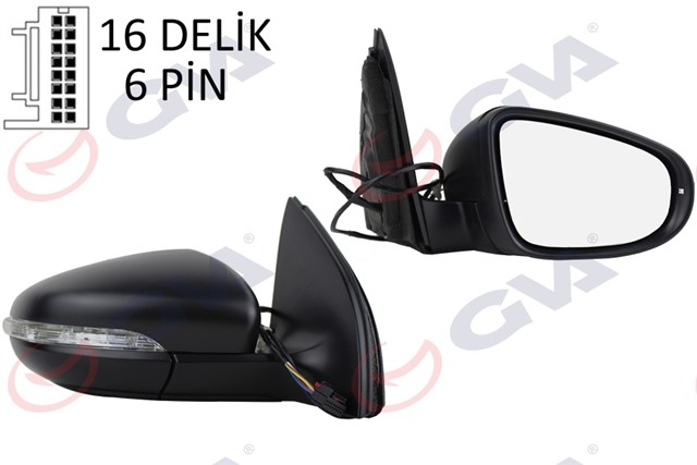 DIS DIKIZ AYNASI SAG GOLF 09 ELEKTRIKLI ISITMALI SINYALLI KONVEKS 6 FIS VM - 6197EHPR