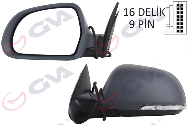 AYNA KOMPLE L KATLANIR CEVRE AYDINLATMALI 9 PIN OCTAVIA 09 - 13