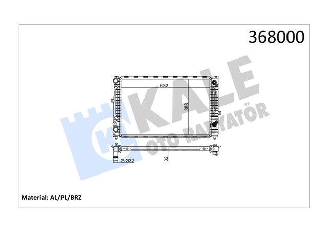 RADYATOR A4 - A6 - SUPERB - PASSAT 1.6 - 1.8 - 1.9TDI 95 - 00 632X398X32 AL - PL - BRZ