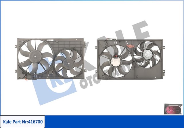 FAN MOTORU DAVLUMBAZLI KOMPLE CADDY 04 GOLF V 1.4 FSI - TSI - 1.6 FSI 03 - 08 150W - 295MM