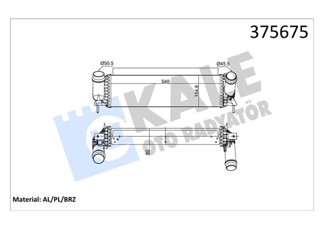 TURBO RADYATORU INTERCOOLER NISSAN NAVARA NP300 2.3 DCI 15 MERCEDES X - CLASS 2.3 3.0D 15 BRAZING 80MM