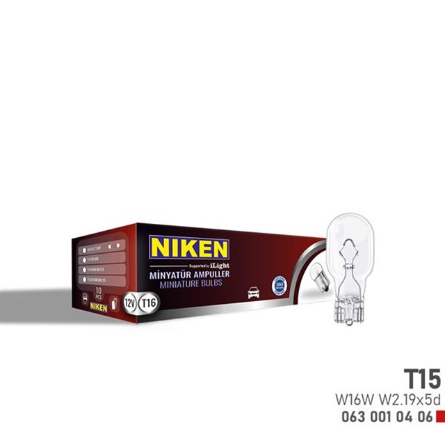 NIKEN T15 MINYATUR AMPUL W16W W2.19X5D 12V 10LU