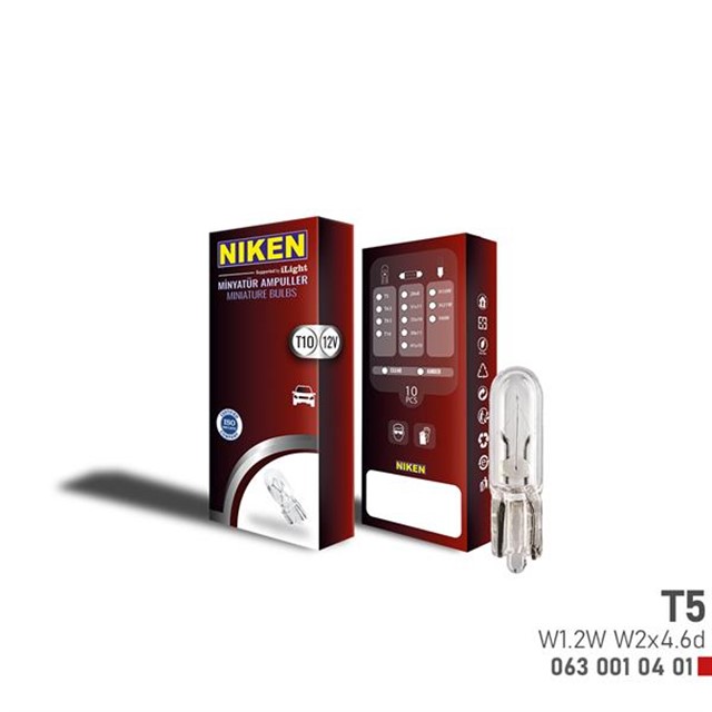 NIKEN T5 MINYATUR AMPUL W1.2W W2X4.6D 12V 10LU