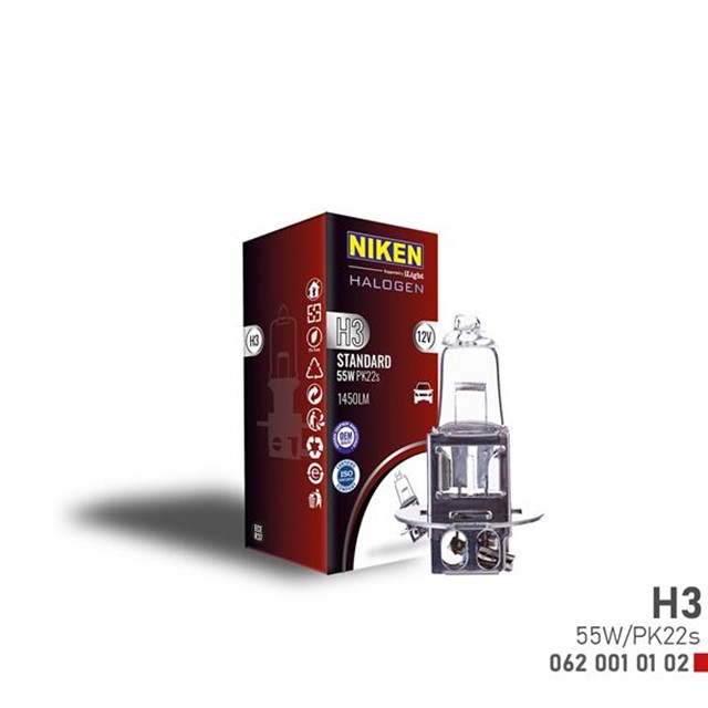 NIKEN H3 55W HALOJEN AMPUL PK22S 12V