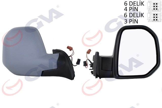 DIS DIKIZ AYNASI SAG BERLINGO - PARTNER 08 ELEKTRIKLI ISITMALI SENSORLU ASTARLI KONVEKS VM - 6118EHPSR