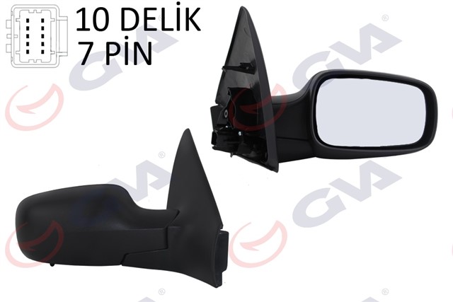 DIS DIKIZ AYNASI SAG MEGANE 02 ELEKTRIKLI ISITMALI SENSORLU SIYAH KAPAK KONVEKS 7 FIS VM - 138EHSR