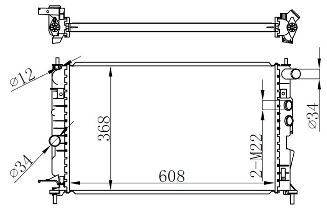 RADYATOR VECTRA B AC KLIMASIZ MEK BRAZING 608X358X26