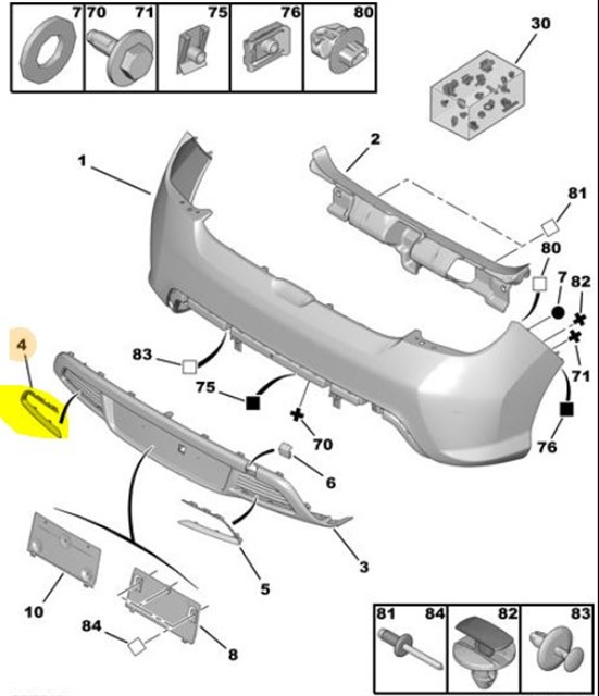 SOL ARKA TAMPON KROM CITASI PEUGEOT P308