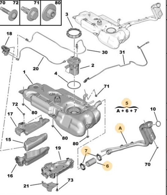 YAKIT DOLDURMA BORUSU KOMPLE PEUGEOT P208 - P2008 - P301 CITROEN C3 - C4 - C - ELYSEE