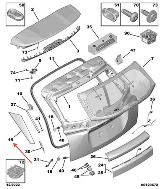 BAGAJ KAPAGI SOL HAVA DEFLEKTORU PEUGEOT 2008