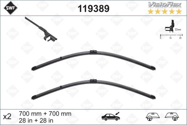 SILECEK SUPURGESI TAKIMI 700MM / 700MM MERCEDES W220 W221 . CITROEN C6 . PEUGEOT 407 SWF
