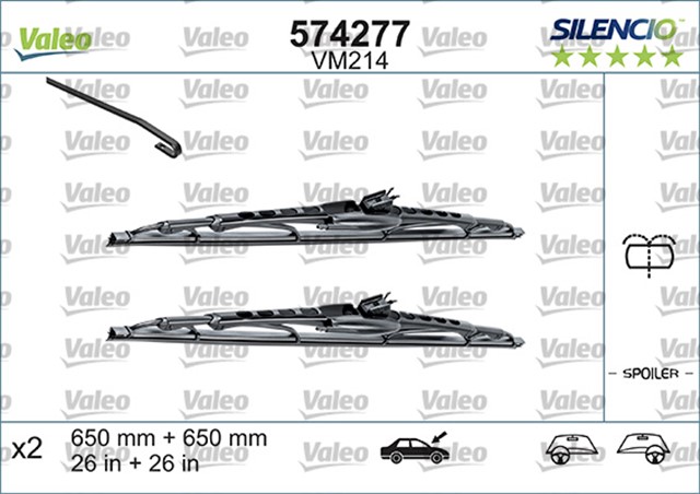 X SILECEK SILENCIO 47.5 47.5CM X2 VM222 VW POLO III 94 - 01 VALEO 574297 574277