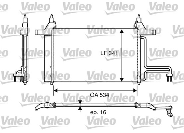 KLIMA KONDENSERI KURUTUCU ILE STILO 1.2 - 1.4 - 1.6 - 1.8 - 1.9 - JTD2.4 02 - 08 534X341X16