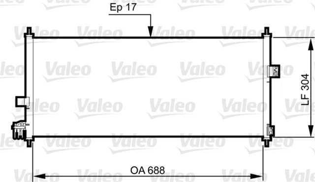 KLIMA KONDENSERI NISSAN ALMERA 1.5 - 1.8 - 2.2DI - DCI - PRIMERA 1.6 - 1.8 - 2.0 - 2.2 DI 02 688X304X17