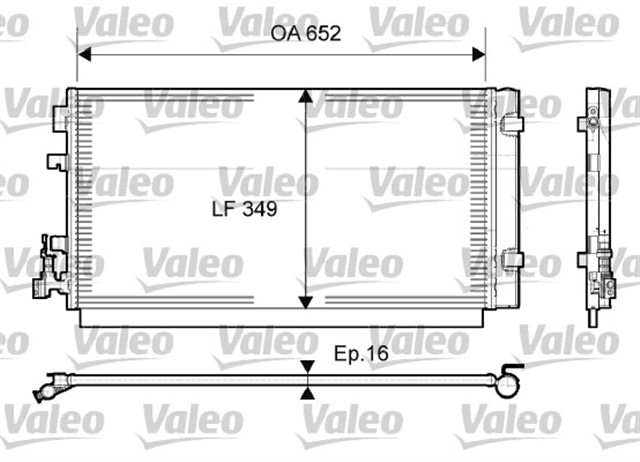 KLIMA KONDENSERI MGN III - SCENIC III 1.6 16V - 2.0 - 1.5DCI - 1.4TCE 652X349X16