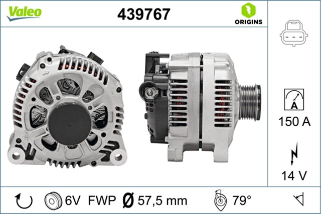 ALTERNATOR 14V 150AH FIESTA V 1.4TDCI 01 - 10 FUSION 1.4 TDCI 02 12 F6JA MAZDA 2 1.4CD