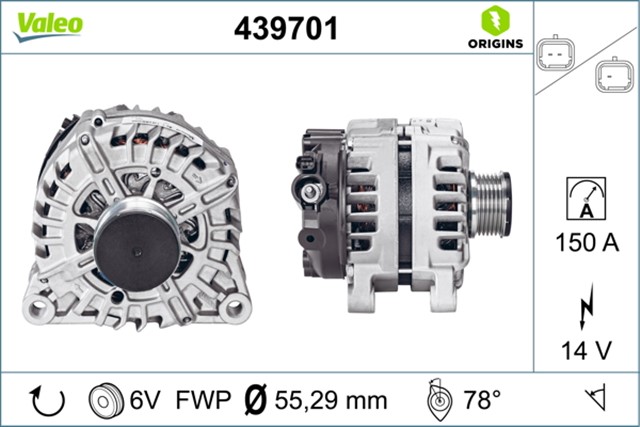 ALTERNATOR 14V 150AH C3 - C4 - BERLINGO - P207 - P308 - P407 - C ELYSEE 1.6 2.0 HDI