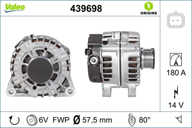 ALTERNATOR 14V 180AH P407 - PARTNER TEPEE - EXPERT TEPEE - C4 - C5 - JUMPY - SCUDO DV6TED4/F 439620