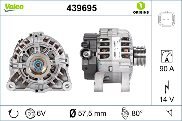 ALTERNATOR 14V 90AH P107 - C1 - C3 - JUMPER - TOYOTA AYGO 1.4 HDI 06 DV4TD 439573