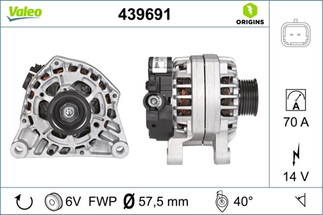 ALTERNATOR 14V 70AH BIPPER - NEMO - P206 - PARTNER - PARTNER TEPEE - BERLINGO - XSARA - C15 - JUMPY TU1JP 439275