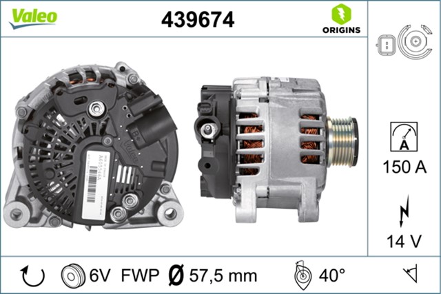 ALTERNATOR 14V 150A DUCATO - PARTNER - P206 - P207 - P307 - C2 - C3 - C4 - BERLINGO 1.6HDI - 2.0HDI 439502