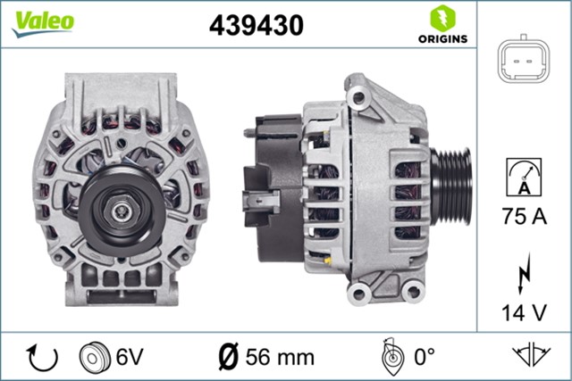 ALTERNATOR 14V 75A DACIA LOGAN 04 SANDERO 08 CLIO II 98 - 05 - MGN I 96 1.4 - 1.6 K7J.7.10