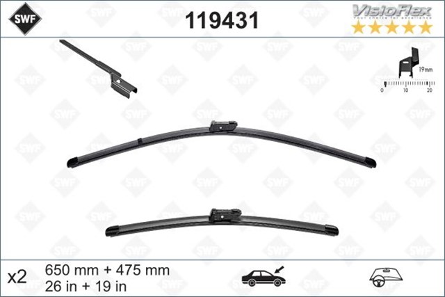 SILECEK 64 47.5CM X2 FLATBLADE - MUZ TIPI TRAFIC III - VIVARO II - BMW 2 SERISI F46
