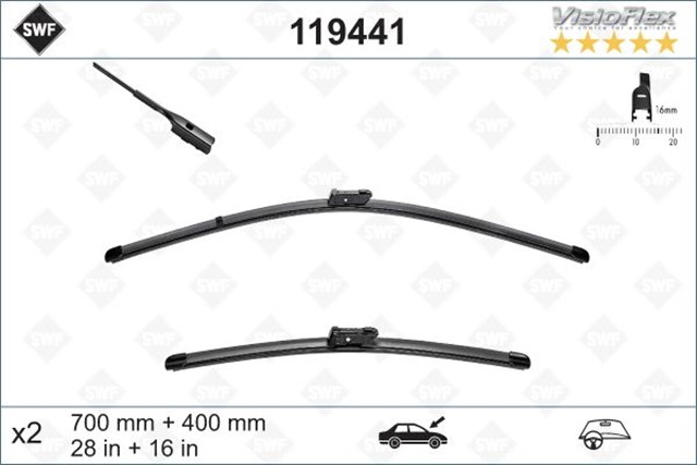 SWF VISIOFLEX FLAT BLADE X2 700 400 MM SEAT ALHAMBRA. VW SHARAN 10