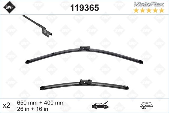 SWF VISIOFLEX FLAT BLADE X2 650 400 MM TOYOTA AVENSIS 12/08