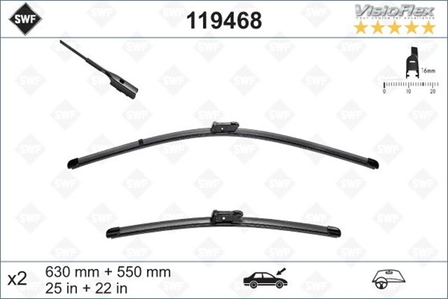 SWF VISIOFLEX FLAT BLADE X2 630 550 MM VW TIGUAN II