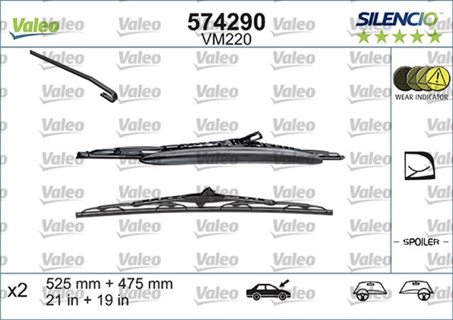 VALEO SILENCIO VM220 X2 525 475 MM AUDI A3 96 03