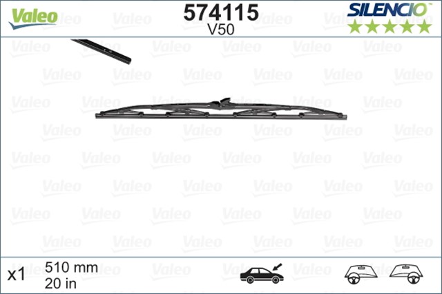 VALEO SILENCIO V50 X1 510 MM CARINA; COROLLA; CAMRY EM ST