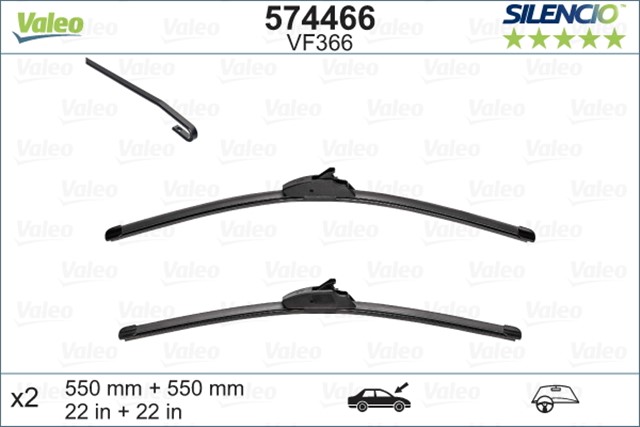 VALEO SILENCIO X - TRM FLAT BLADE VM366 X2 550 550 MM LAND ROVER DISCOVERY 3 10/04 . RANGE ROVE