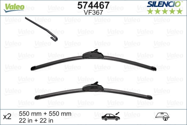 VALEO SILENCIO X - TRM FLAT BLADE VM367 X2 550 550 MM LAND ROVER RANGE ROVER DISCOVERY 3
