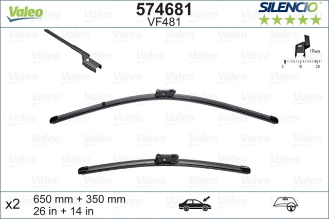 VALEO SILENCIO X - TRM FLAT BLADE VM481 X2 650 350 MM HYUNDAI IX20