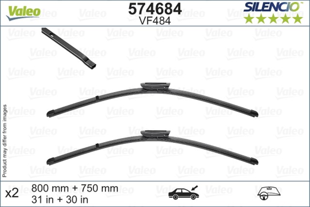 VALEO SILENCIO X - TRM FLAT BLADE VM484 X2 800 750 MM CITROEN C4 PICASSO 08 - 