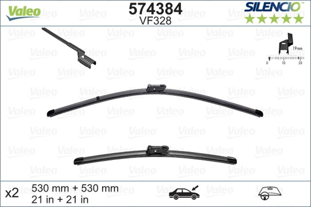 VALEO SILENCIO X - TRM FLAT BLADE VM328 X2 530 530 MM SKODA FABIA 2