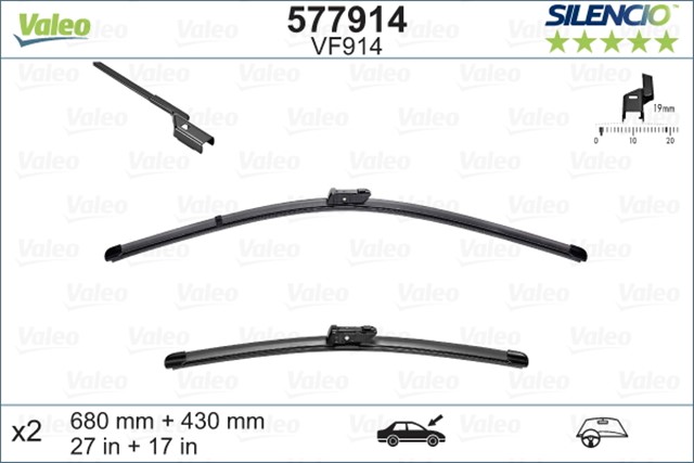 VALEO SILENCIO X - TRM FLAT BLADE X2 680 430 MM JAGUAR XE XF