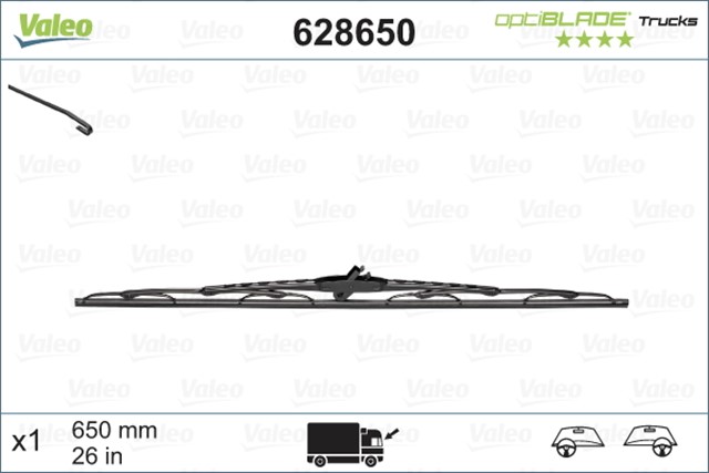 VALEO OPTIBLADE X1 650 MM IVECO EUROCARGO 01/92 . EUROTECH 01/92 00 . EUROTRAKKER 01/94 12/0