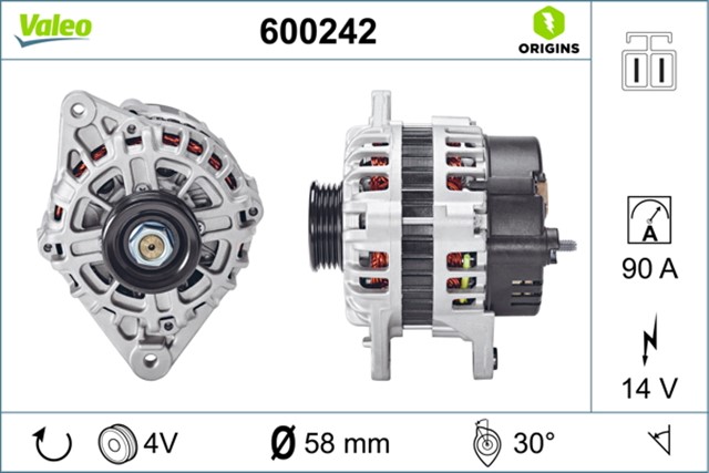 ALTERNATOR HYUNDAI ACCENT 1.5/1.6 00 - 02 - COUPE ELANTRA - GETZ - MATRIX - KIA CERATO
