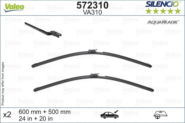 VALEO SILENCIO AQUABLADE FLAT BLADE VA310 X2 600 500 MM VOLVO V60 06/18