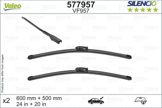 SILENCIO VF957 X2 600 500MM ON BMW X2 SILENCIO X - TRM FLAT BLADE MUZ TIPI SILECEK BINEK
