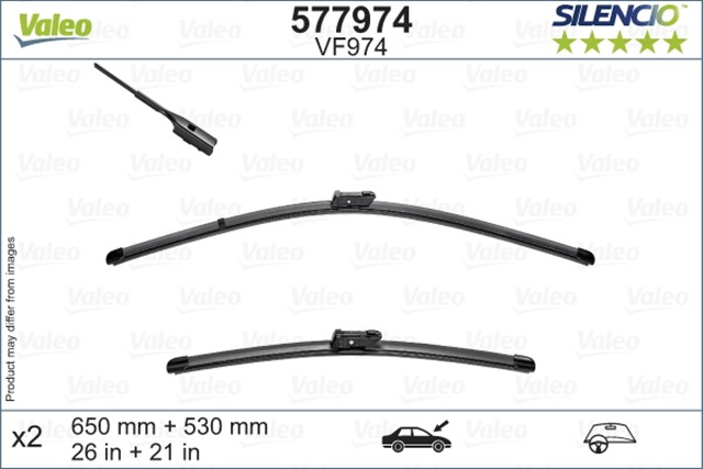 VALEO SILENCIO X - TRM FLAT BLADE VM974 X2 530 475 MM PORSCHE CAYENNE 9YA ; VW TOUAREG CR7 9Y1955329