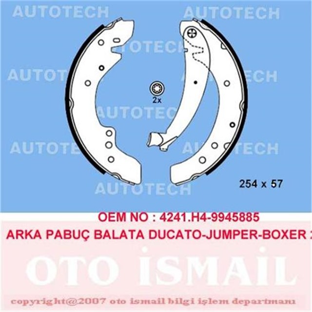 ARKA PABUC BALATA BOXER 94 - 4.02 DUCATO 94 - 2.02 JUMPER 94 - 2.02 1400KG 254X57
