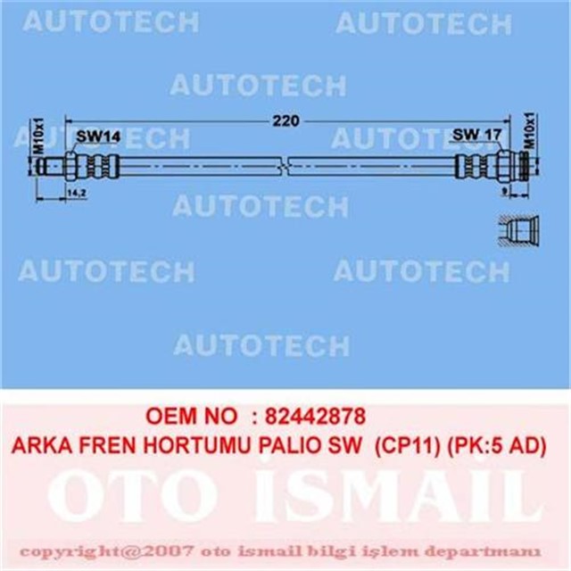 ARKA FREN HORTUMU PALIO SW CP11 PK:5 AD 21108