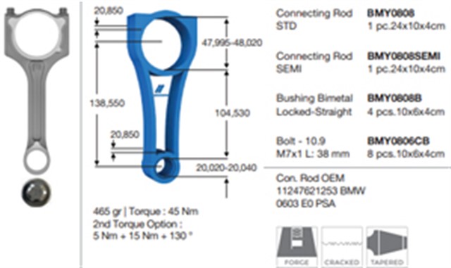 PISTON KOLU BMW N13 F20 F21 F30 MINI N18 R55 R56 R57 R58 R59 R60 R61 PEUGEOT EP6CDTX 308 208 RCZ