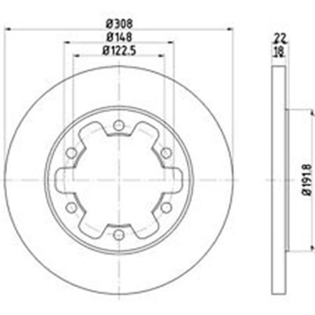 ARKA FREN AYNASI TRANSIT V363 14 CIFT TEKER 308X18X122.5X22X6DL