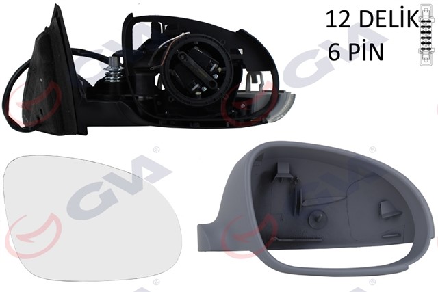 DIS DIKIZ AYNASI SAG PASSAT 03 ELEKTRIKLI ISITMALI SINYALLI ASTARLI KONVEKS 6 FIS VM - 199EHPR