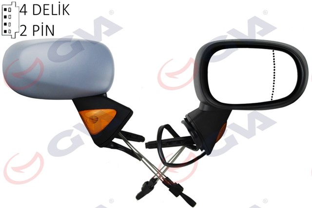 DIS DIKIZ AYNASI SAG MODUS 04 MEKANIK SINYALLI SENSORLU ASTARLI KONVEKS VM - 120PSR